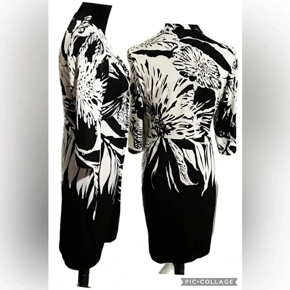 Donna Ricco black and white patterned twist-knit front sz 6 - Picture 2 of 6